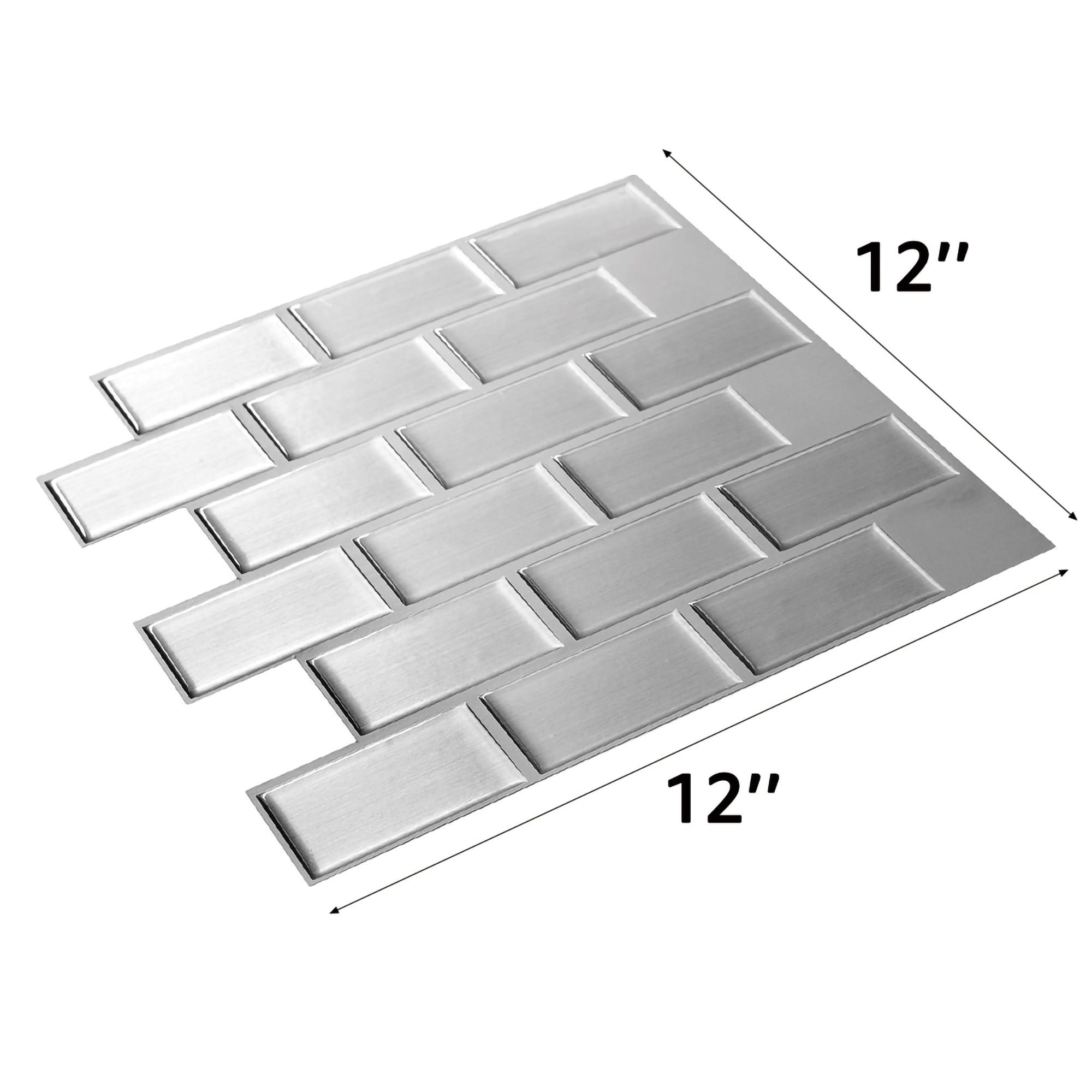 12' X 12' Square & Rectangle Stick on Metal Tile Stainless Steel