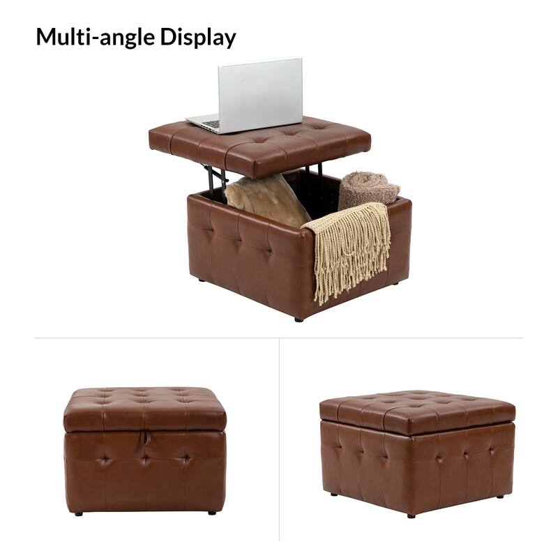 Aurora Genuine Leather Ottoman with Tufted Design by HULALA HOME