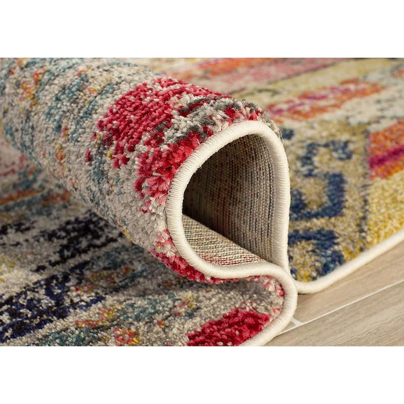 Contemporary Area Rug - 5'1" x 7'7" - Navy Blue Boho Chic Rug - Non-Shedding Living Room Rug - 91 x 61