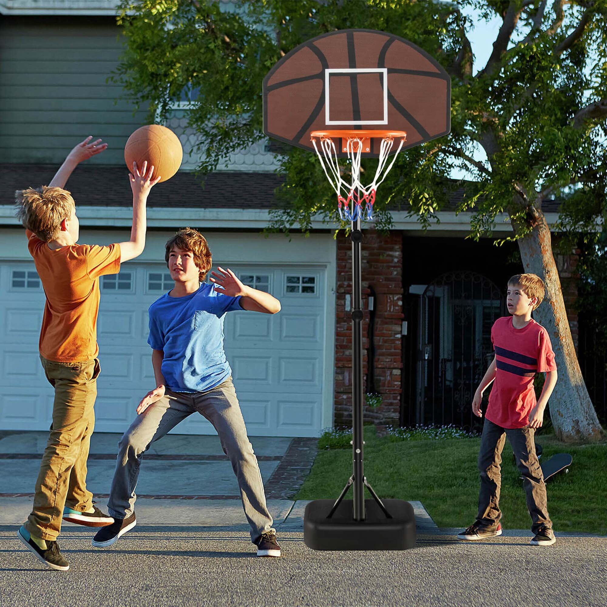 Costway Basketball Hoop 5.6-6.5 FT Height Adjustable for Kids with