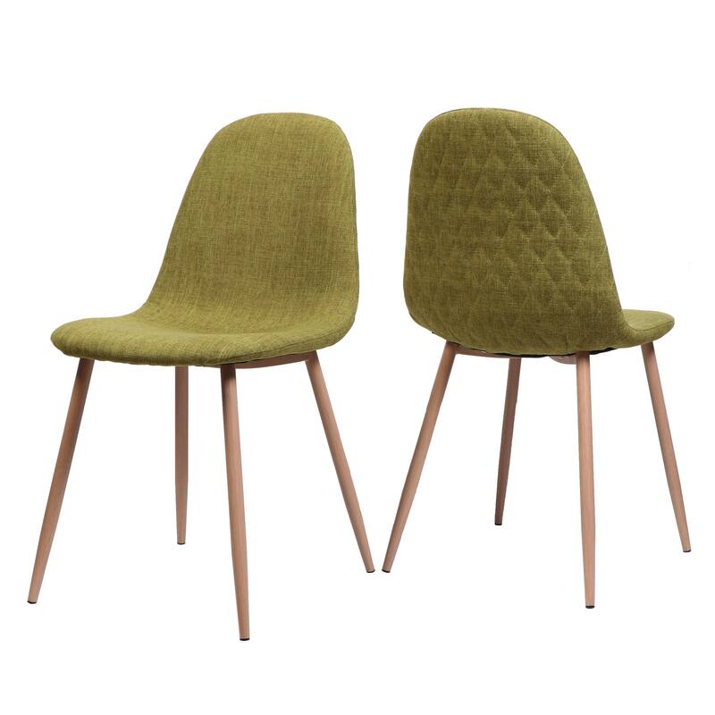 Set of 2 Fabric Upholstered Dining Chair with Metal Legs, Mid-Century Armless Kitchen Side Chairs for Dining Room, Home Office
