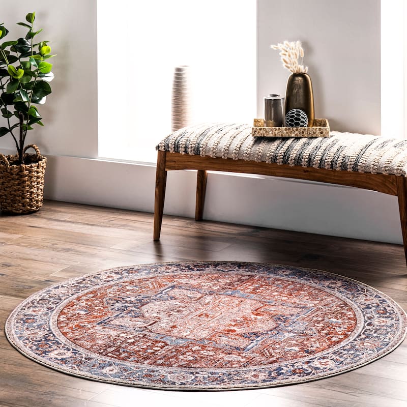 Nuloom Camila Faded Medallion Fringe Area Rug