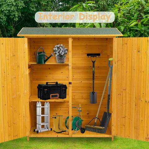 Outdoor Wooden Tool Storage Shed with Lockable Door