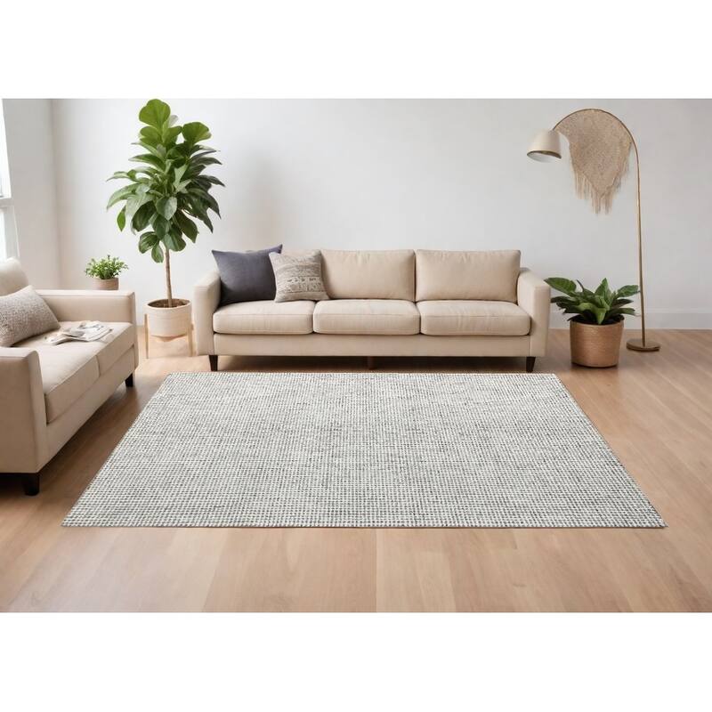 Cuqo Hand Tufted Modern Area Rug By HomeRoots - 8' x 10' - Grey - Rectangle