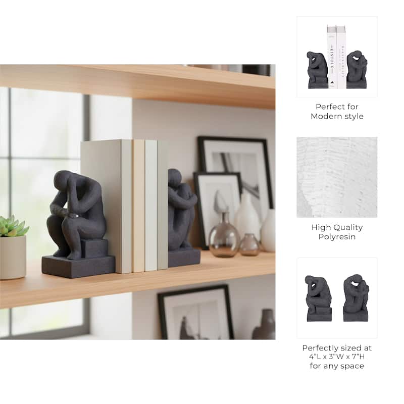 Decorative Abstract Human Figurine Bookends - Set of 2, 7"