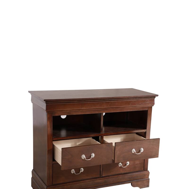 4-Drawer Wooden TV Media Chest - 42" - Dark Brown