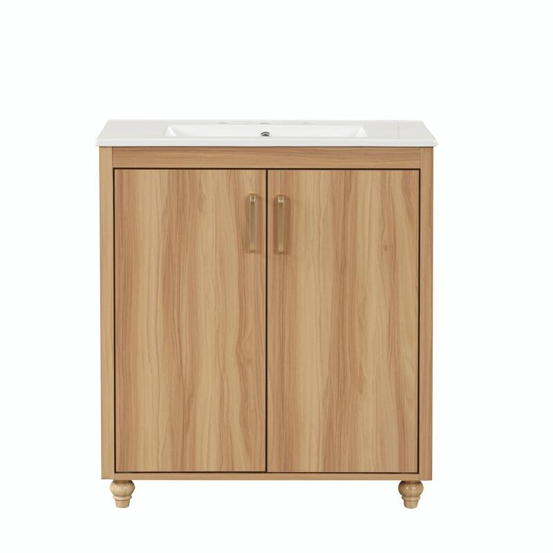 30" Bathroom Vanity with Sink Combo, Multi-functional Cabinet with Doors and Drawer, MDF Board