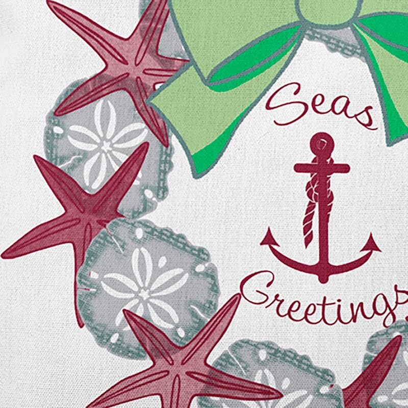 Seas and Greetings Wreath Beachy Christmas Accent Pillow