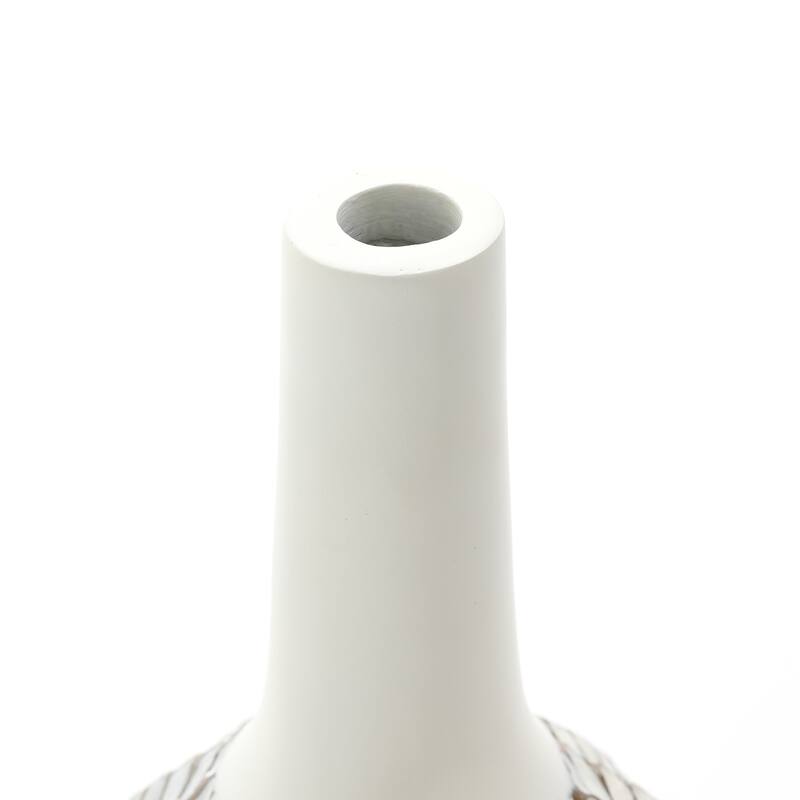 Modern White with Gold Geometric Pattern Polyresin Vase