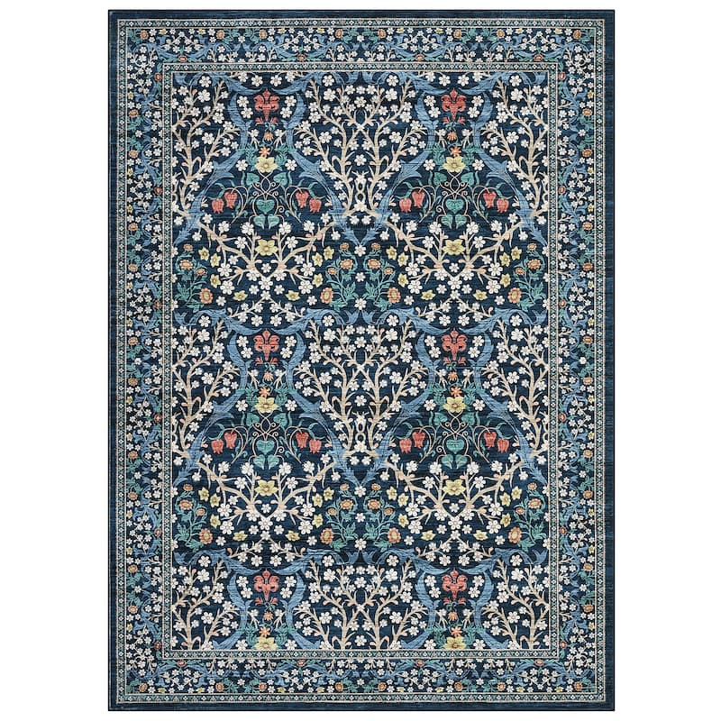 Floral Area Rugs for Living Room Bedroom Indoor Soft Low Pile Non-Slip Rug Farmhouse Rug Home Decor