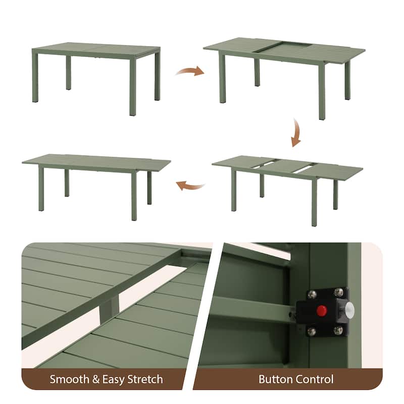 Outdoor Dining Set 9-Piece Stackable Plastic Lightweight Dining Armchair and Extendable Dining Table