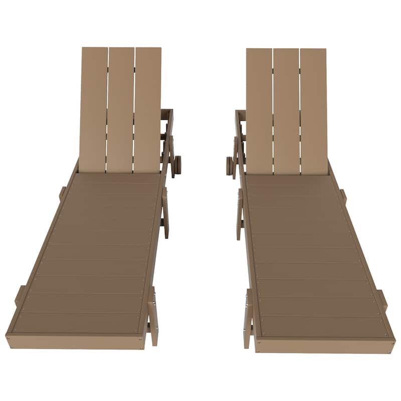 Shoreside Modern Poly Eco-Friendly All Weather Reclining Chaise Lounge With Wheels (Set Of 2)