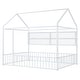 preview thumbnail 7 of 25, Full Size Metal Bed House Bed Frame with Fence and Shelves, White