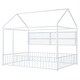 preview thumbnail 67 of 70, Full Size Metal House Bed Frame with Built-In Grid Shelves, Playful Canopy Design and Space-Saving Storage