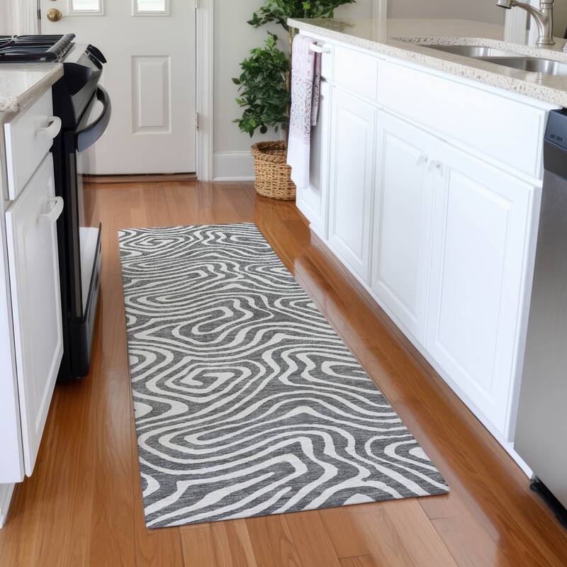 Premium Washable Super Soft Modern Maze Mayfield Rug - Gray - 2'3" x 7'6"