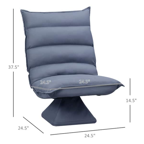 HOMCOM Swivel Floor Chair with Back Support, Microfiber Adjustable Video Gaming Chair, Grey