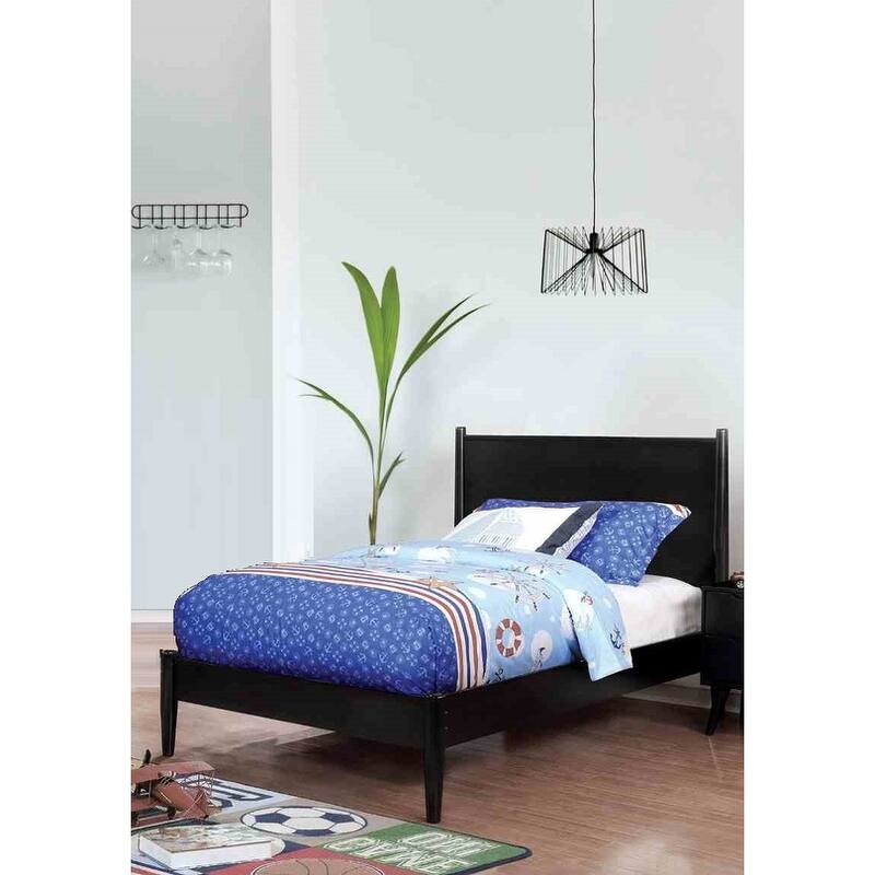 1pc Mid Century Modern Black Finish Bedroom Furniture Platform Bed - Twin