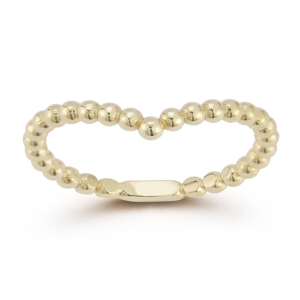 Soleil 14K Gold Beaded V Ring