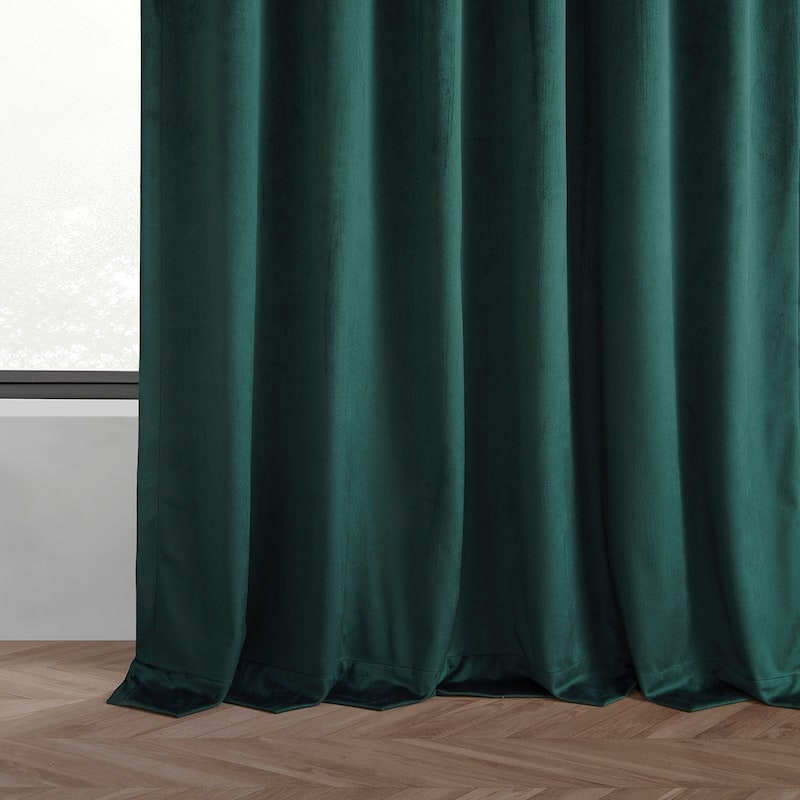 Exclusive Fabrics Basic Deluxe Velvet Room Darkening Curtain Pair - 2 Panels Window Curtains