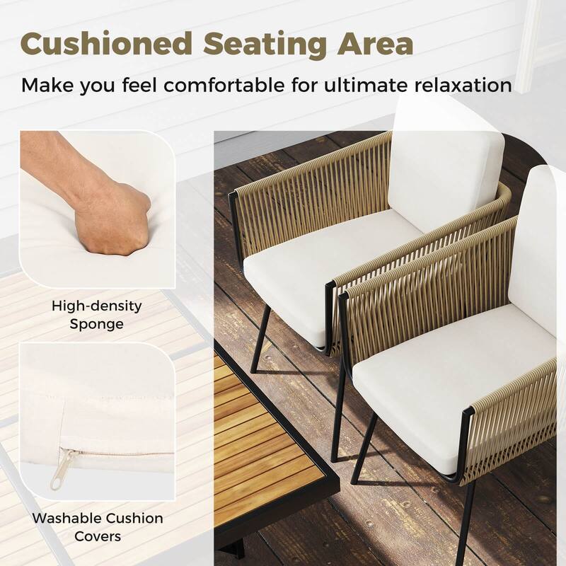 Costway Patio Dining Chairs Set of 4 with Soft Back Seat Cushions - See Details