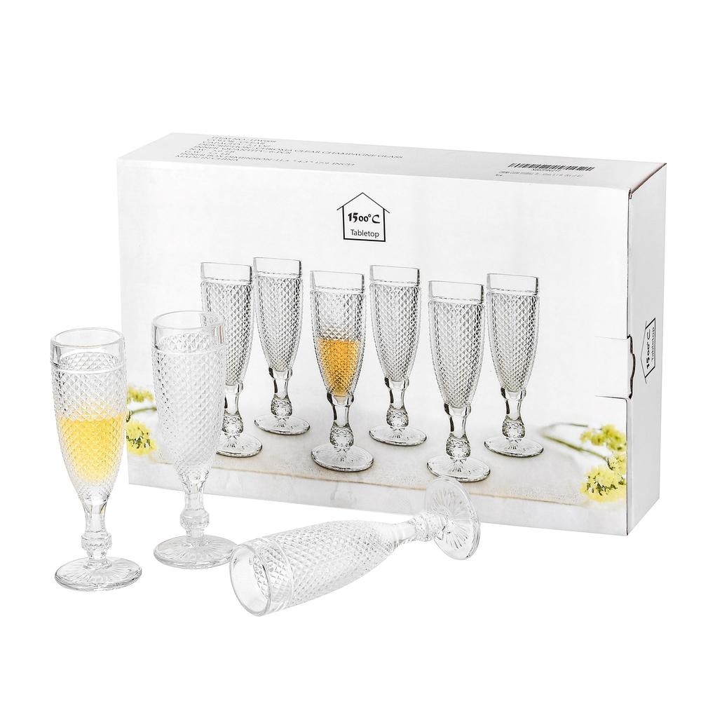 Gold Rimmed Hammer Champagne Flutes (8 oz. Set of 4) - 2.75W x