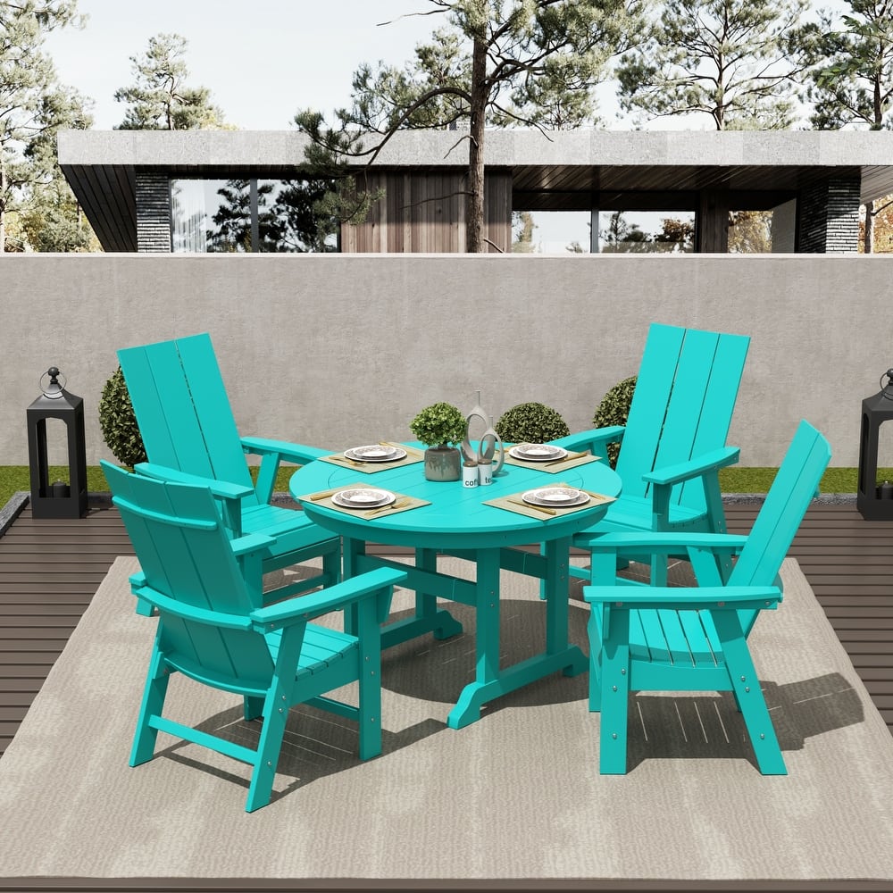 Shoreside 5-Piece Square Poly Eco-Friendly All Weather Outdoor Dining Set with Armchairs