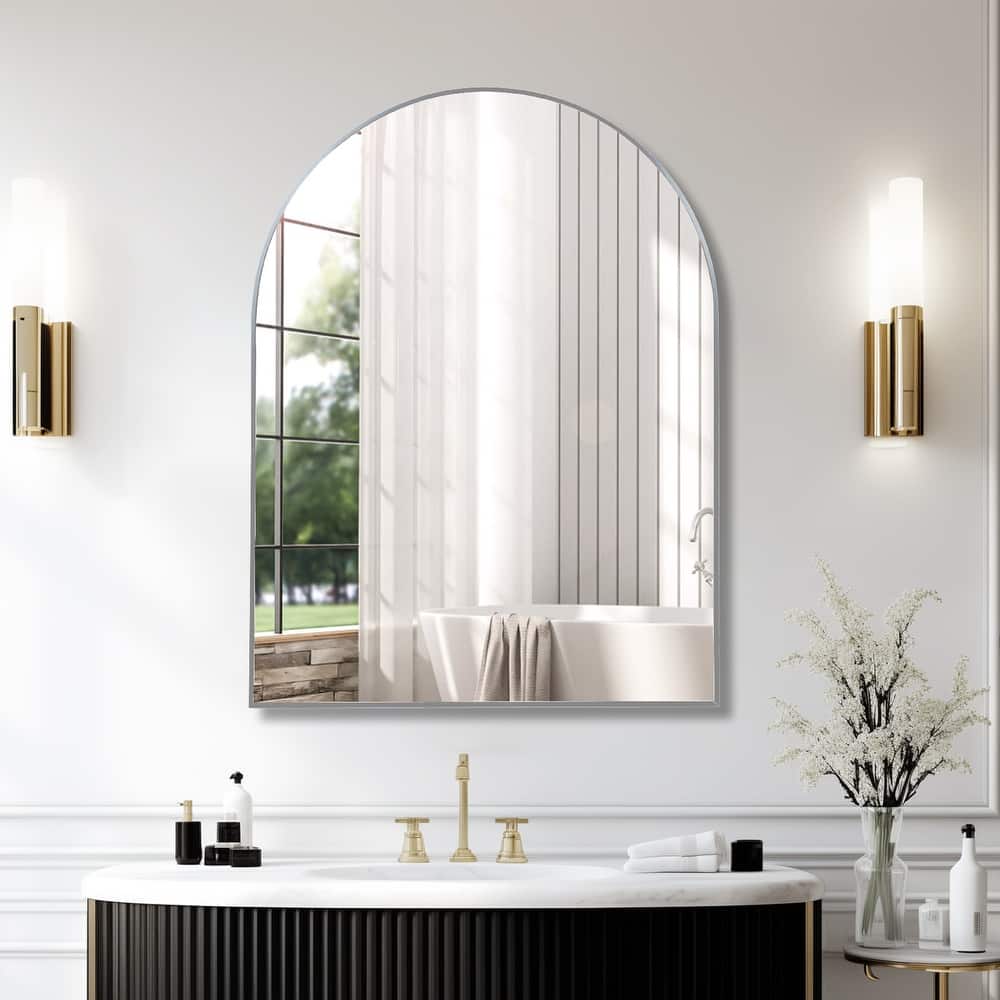 GDFStudio - Nordvale Luxury Modern Arched Bathroom Vanity Decorative Mirror with Easy Wall Mounting & Metal Frame