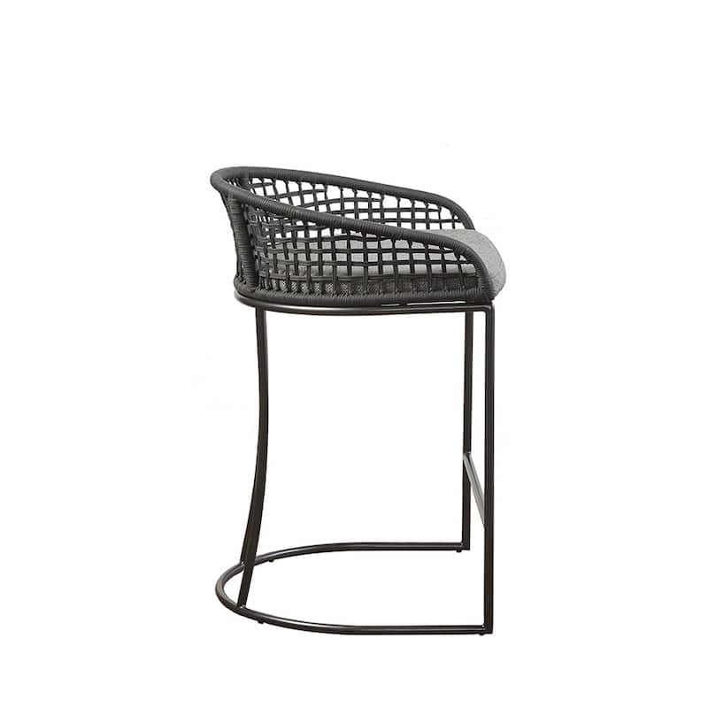 30"H Woven Counter Stool in Dark Gray