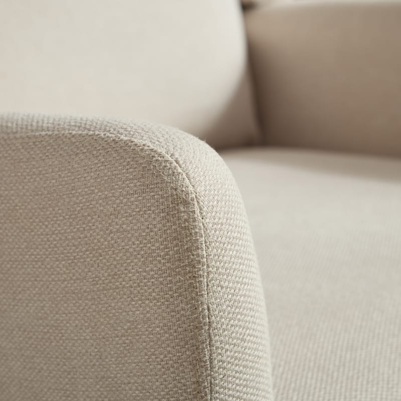 Beige Modern 26.18" High Back Upholstered Arm Chair with Wood Legs for Living Room