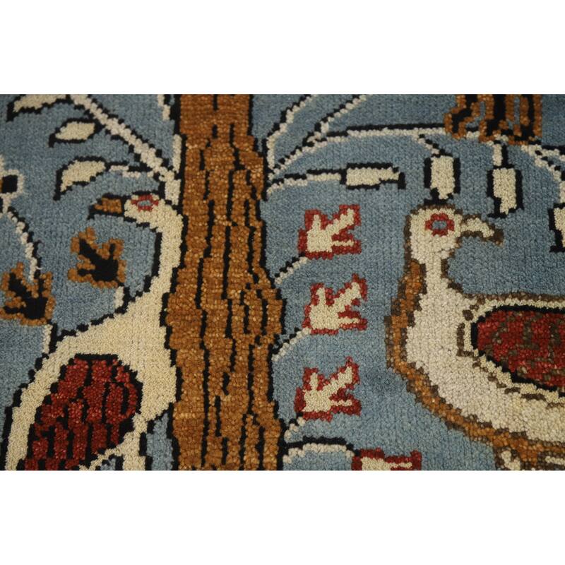 Hand Knotted Oriental 100% Wool Carpet Traditional All-Over Navy Blue & Blues Ziegler Area Rug - 13' 9'' X 9' 7''