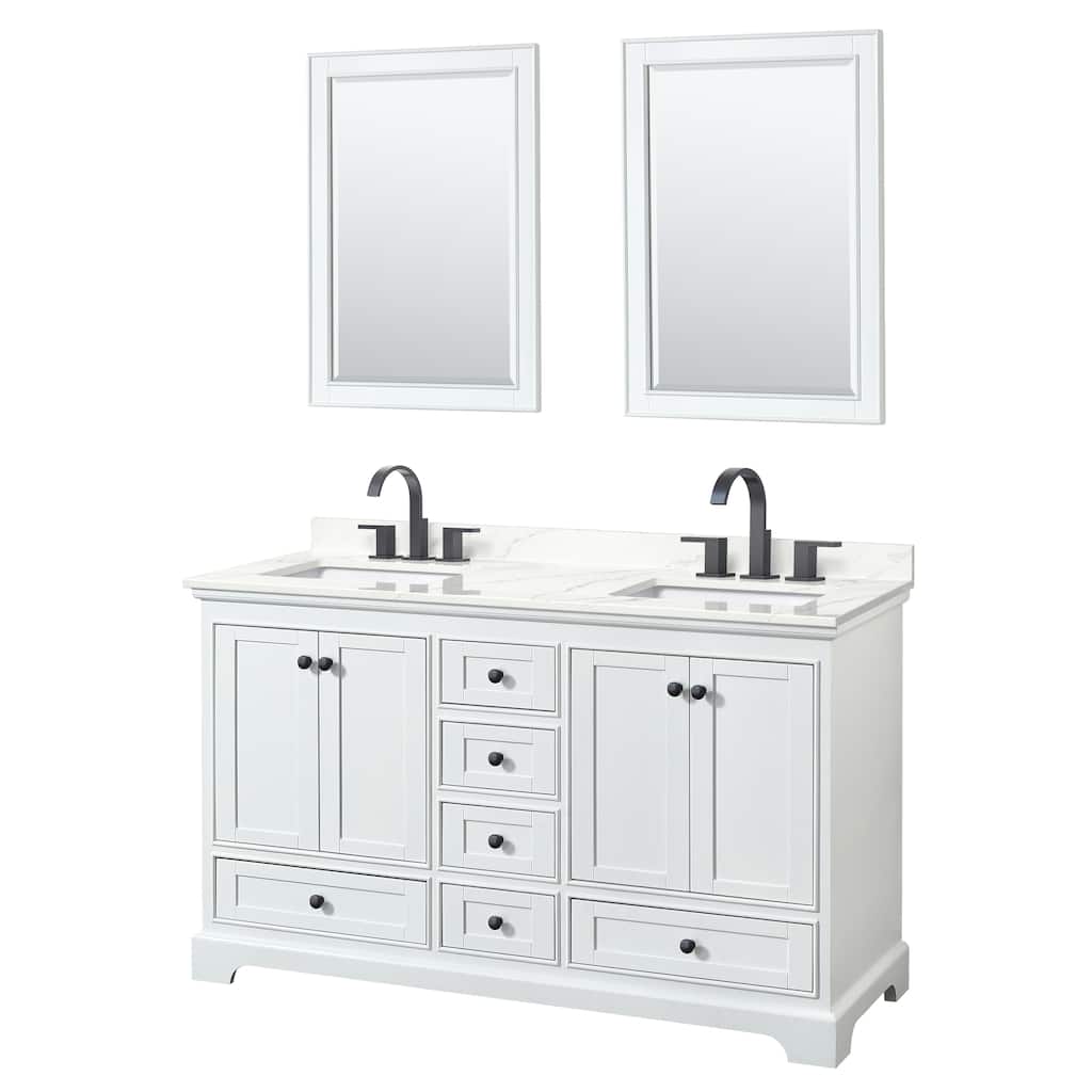 Deborah 60-inch Double Vanity, Quartz Top, 24-inch Mirrors