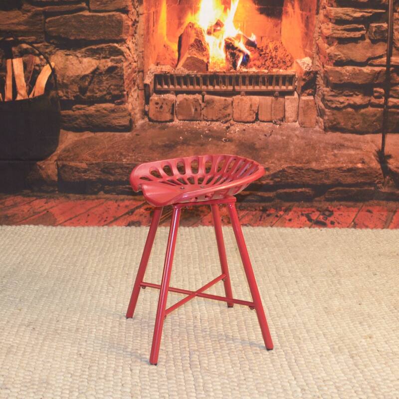 Solid Tractor Seat Iron Stool - 18" - Red