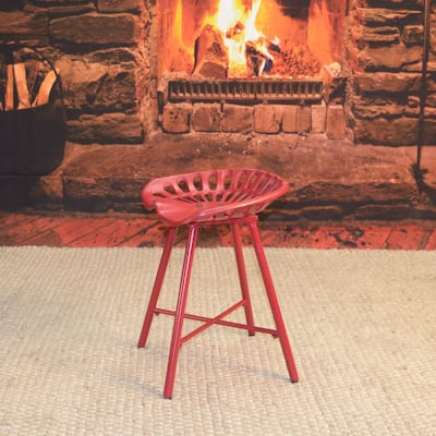 Solid Tractor Seat Iron Stool - 18" - Red