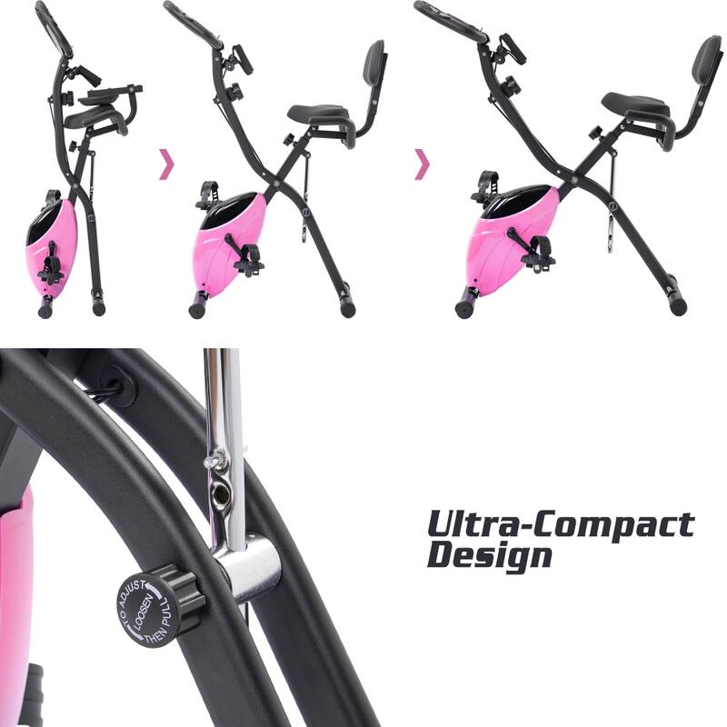 Upright Folding Exercise X-Bike with 16-Level Adjustable Resistance
