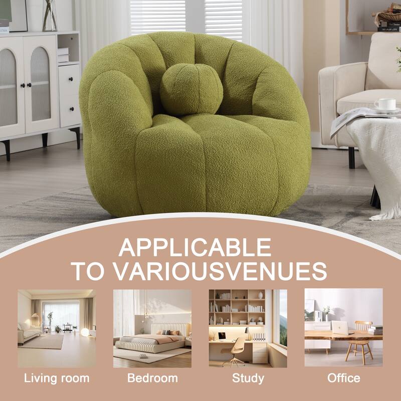 HOMEFUN Cozy Beanbag Sofa With Memory Foam Filler, Oversized Round Sofa Couch For Adults, Comfy Lazy Floor Sofa