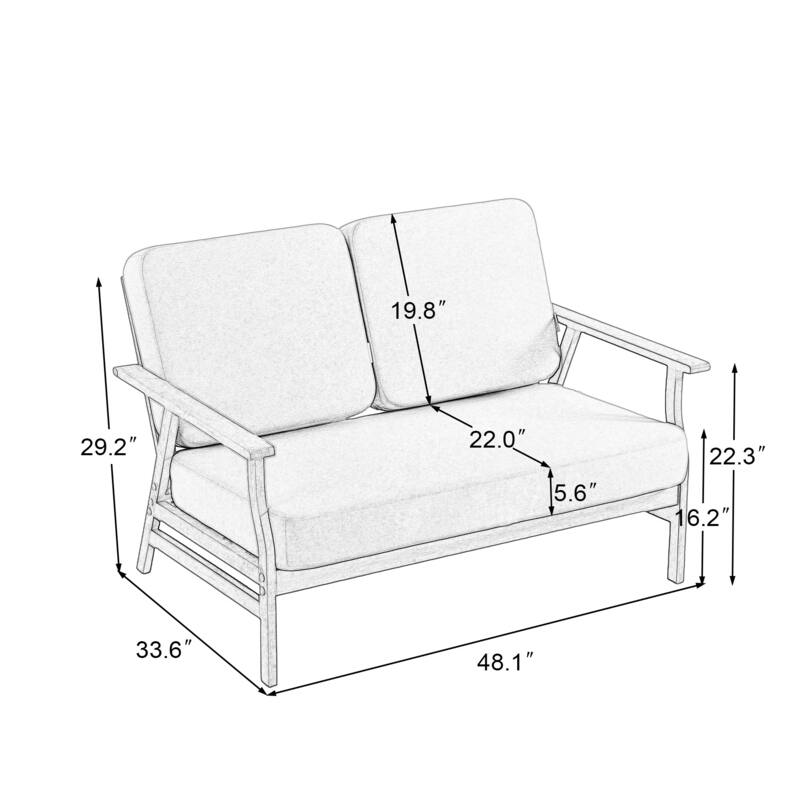Teak Frame Outdoor Loveseat Daybed with Water-Resistant Cushions.