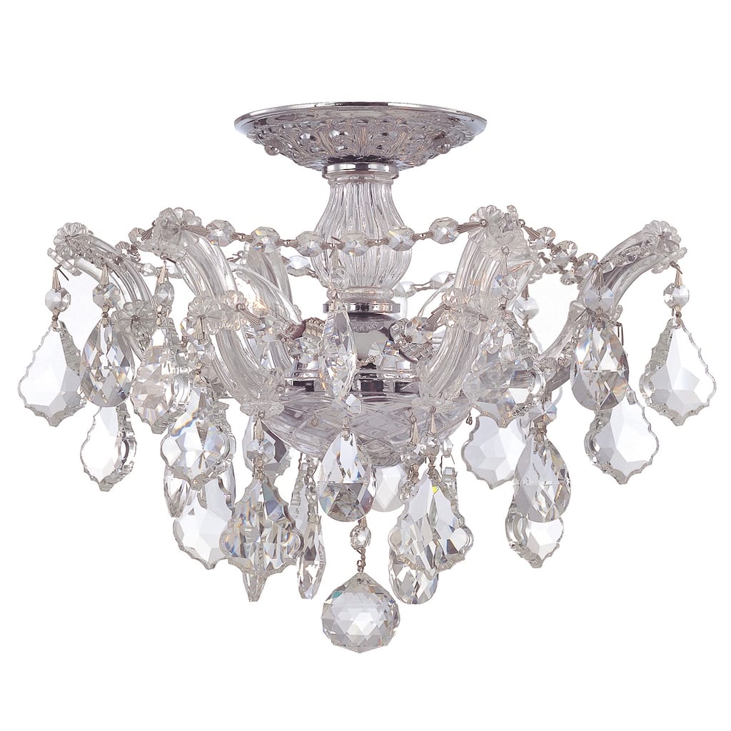 Maria Theresa 3 Light Clear Crystal Chrome Semi-Flush - 13.5'' W x 11.5'' H
