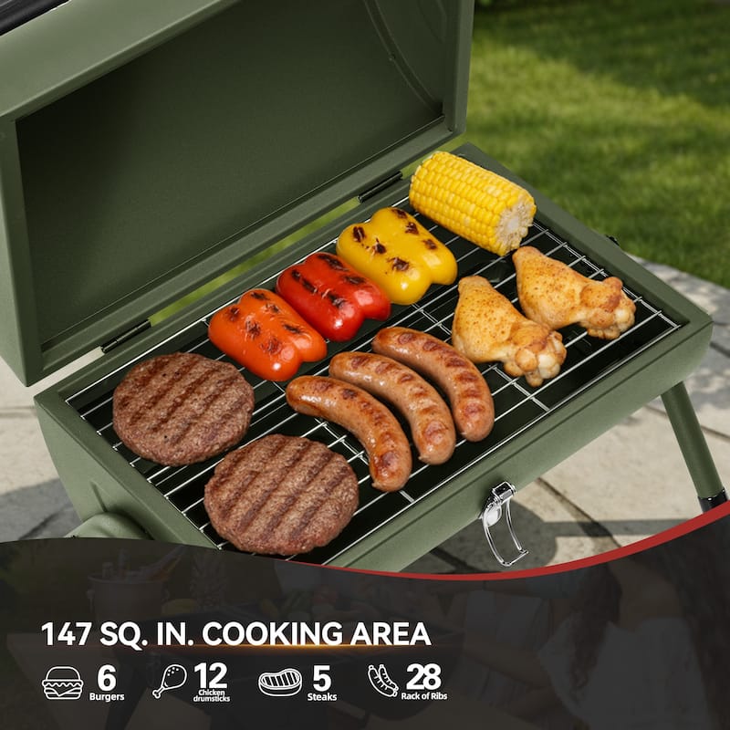 Royal Gourmet CC1015L Portable Charcoal Grill with Four Air Vents
