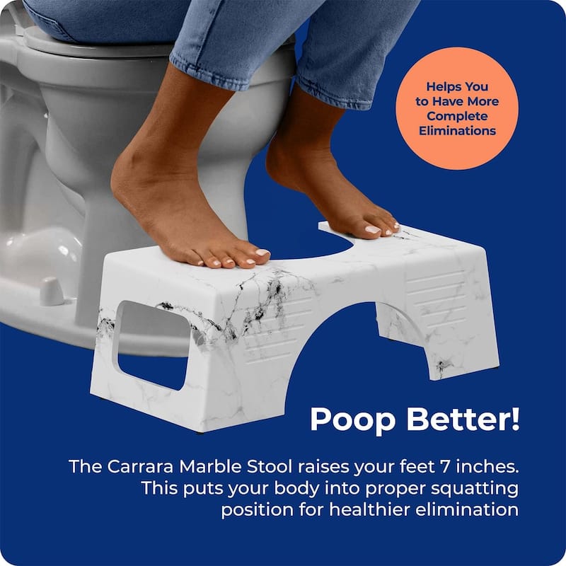 Squatty Potty Carrara Marble Toilet Stool, Gray, 7 Inch Height Poop Step Stool for Bathroom - Gray