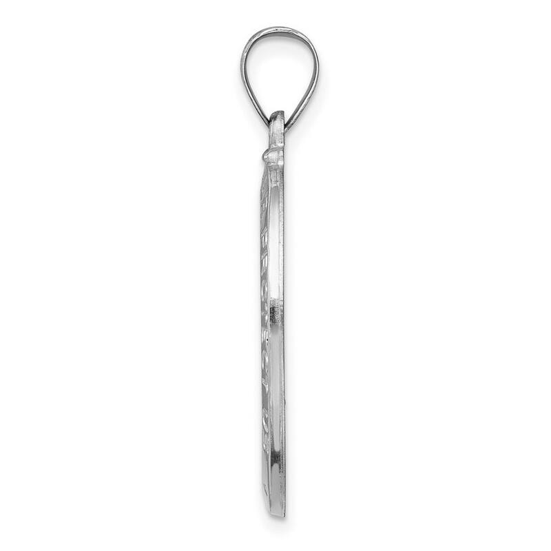 Curata 14k White Gold 18" Polished and Satin St. Christopher Medal Pendant Necklace
