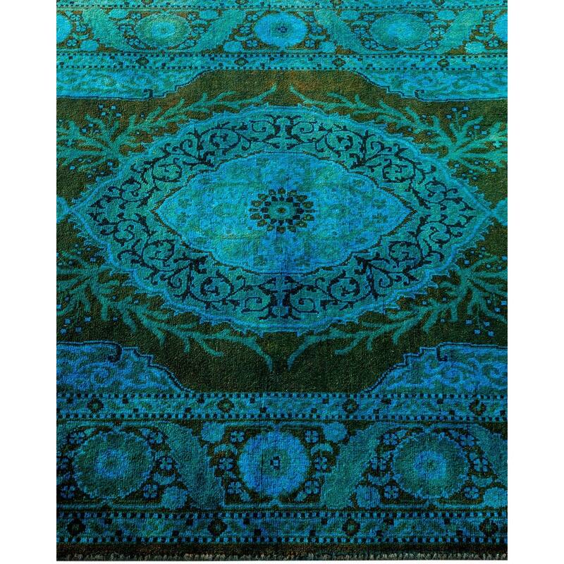 Overton Hand Knotted Wool Vintage Inspired Modern Contemporary Overdyed Blue Area Rug - 2' 8" x 4' 1"