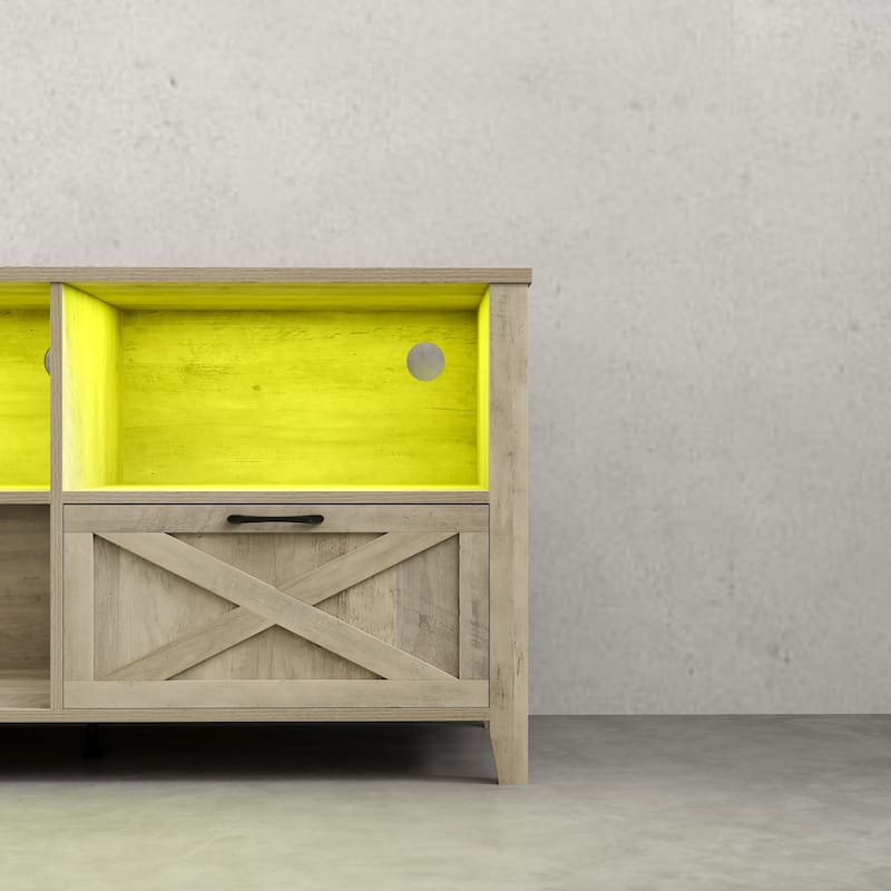 Moasis 70"W Farmhouse TV Stand with Lights