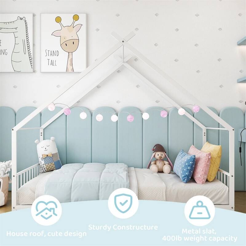 Twin Size Montessori Floor Bed Metal House Bed Frame For Kids