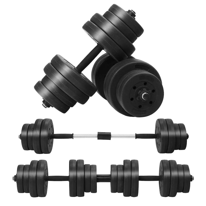 Costway 66 LB Dumbbell Weight Set Fitness 16 Adjustable Plates Workout - Black