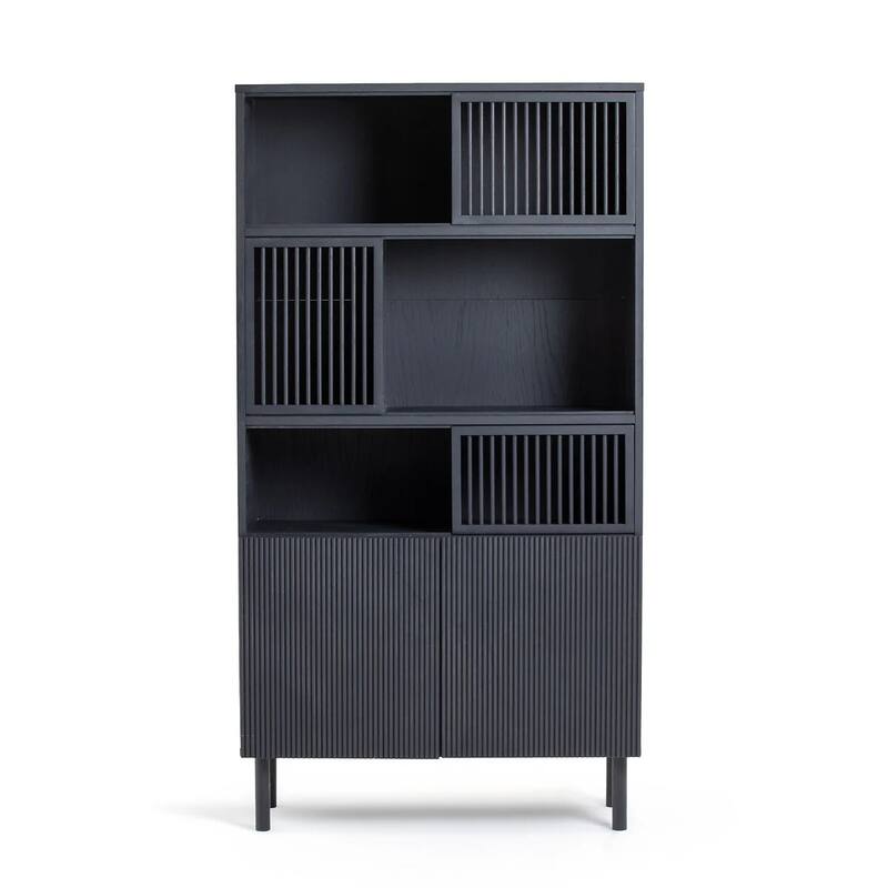 Bilbao Oak/Black Storage Bookcase
