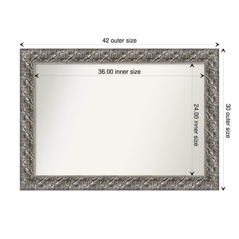 Non-Beveled Wood Wall Mirror - Silver Luxor Frame