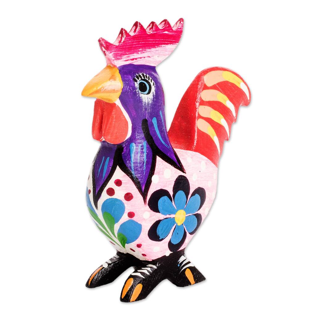 Novica Handmade Radiant Rooster Wood Figurine
