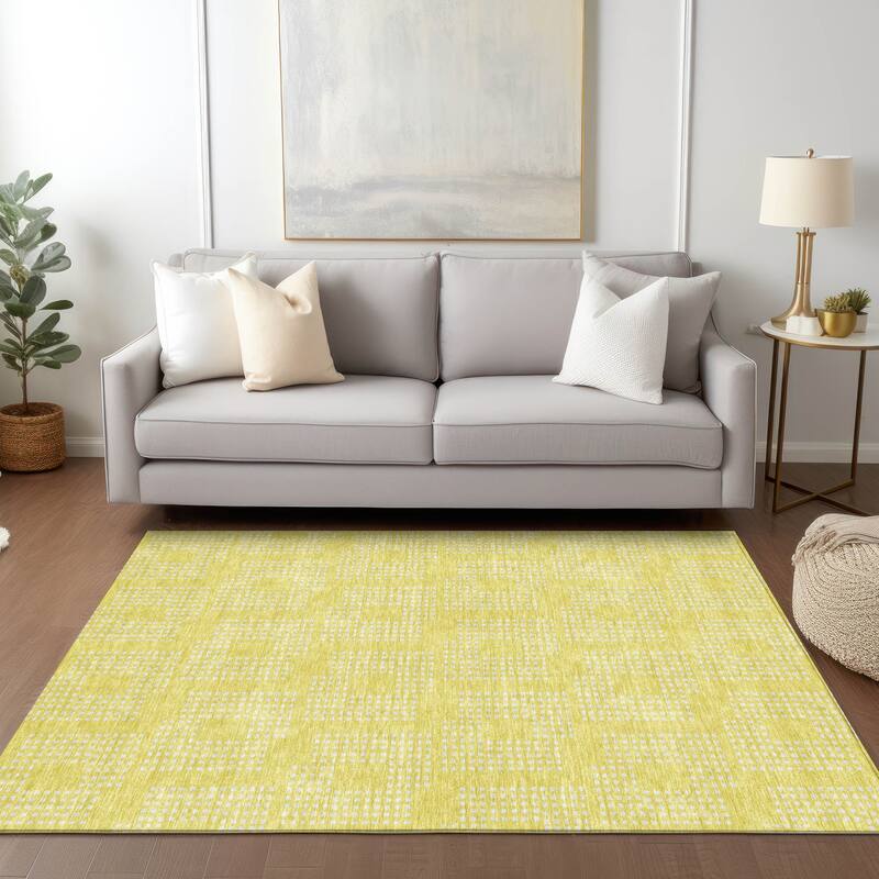 Machine Washable Indoor/ Outdoor Chantille Houndstooth Modern Rug