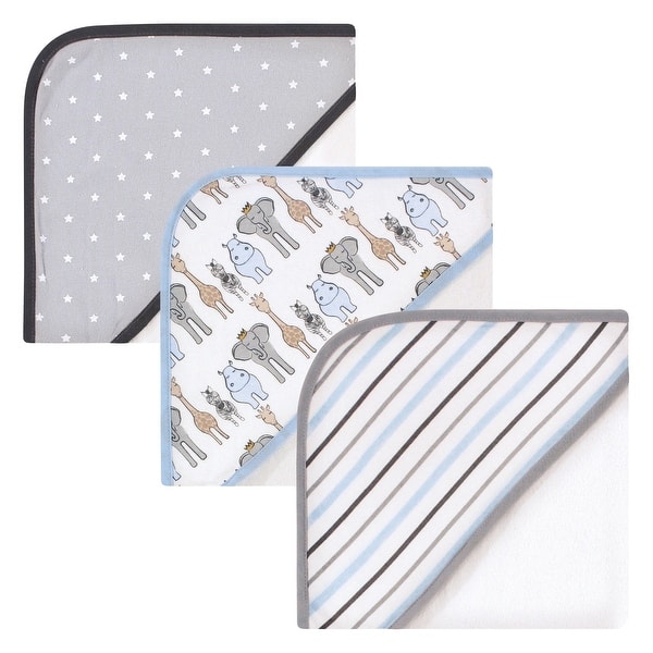 slide 1 of 1, Hudson Baby Infant Boy Cotton Rich Hooded Towels, Royal Safari, One Size - Royal Safari - One Size One Size - Royal Safari