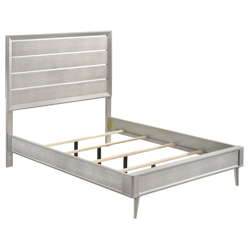 Ramon Modern Classic Wood Panel Bed Metallic Sterling